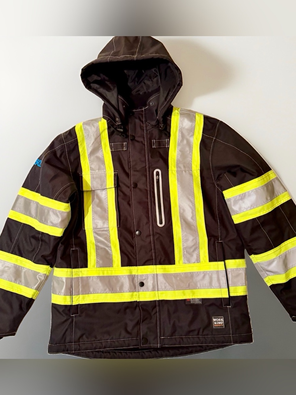 High Visibility Waterproof Fleece Lined Jacket W/ Detachable Hood Mens M Reflect